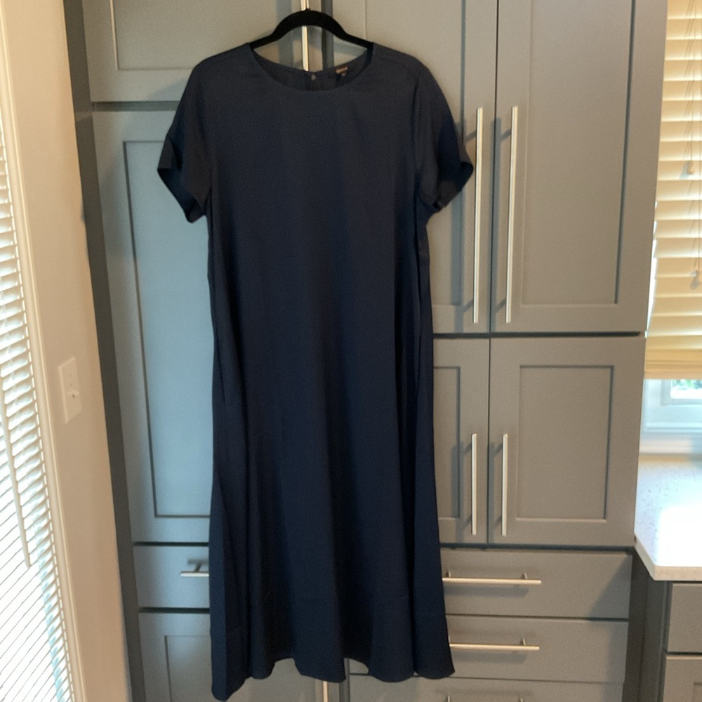 Quince Navy Short-Sleeve Maxi Dress - Minimal Silhouette